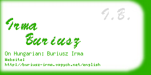 irma buriusz business card